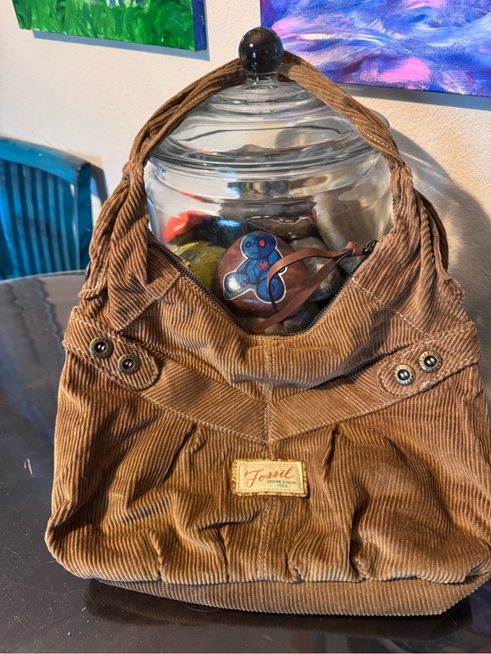 Fossil Handbags - Fossil Brown Corduroy Shoulder Bag